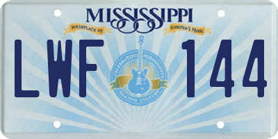 MS license plate LWF144