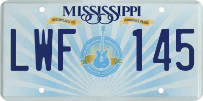 MS license plate LWF145