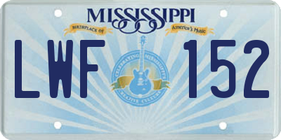 MS license plate LWF152
