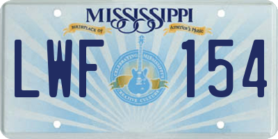 MS license plate LWF154