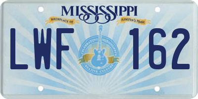 MS license plate LWF162