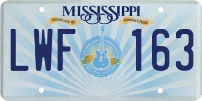 MS license plate LWF163