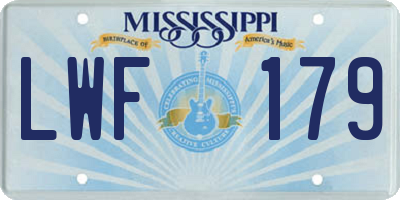 MS license plate LWF179