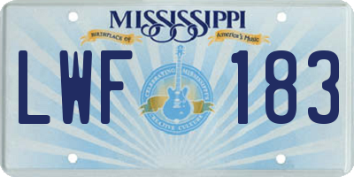 MS license plate LWF183