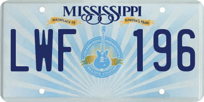 MS license plate LWF196