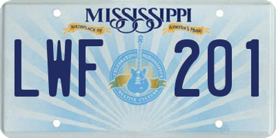 MS license plate LWF201