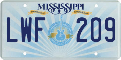 MS license plate LWF209