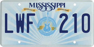 MS license plate LWF210