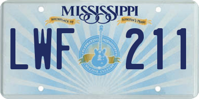 MS license plate LWF211