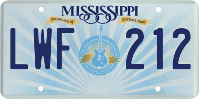 MS license plate LWF212