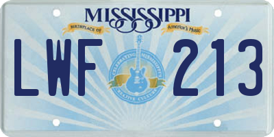 MS license plate LWF213