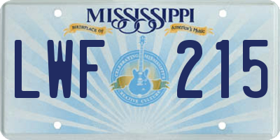 MS license plate LWF215