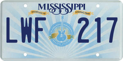 MS license plate LWF217