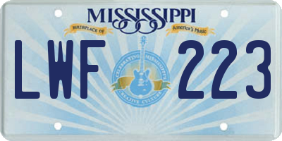 MS license plate LWF223
