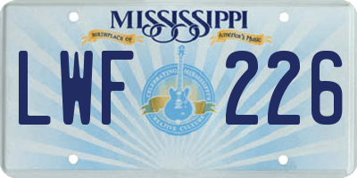 MS license plate LWF226