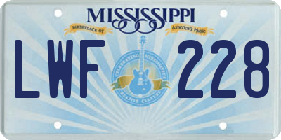 MS license plate LWF228