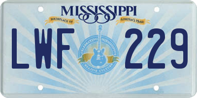 MS license plate LWF229