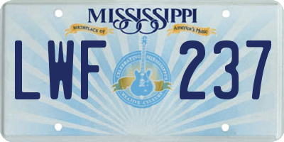 MS license plate LWF237