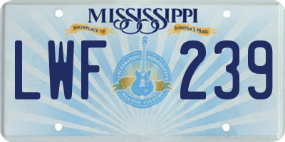 MS license plate LWF239