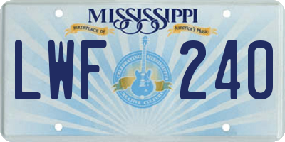 MS license plate LWF240