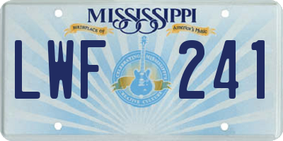 MS license plate LWF241
