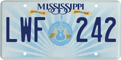 MS license plate LWF242