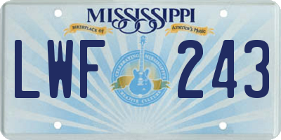 MS license plate LWF243