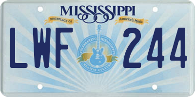 MS license plate LWF244