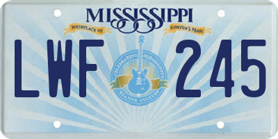 MS license plate LWF245