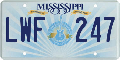 MS license plate LWF247