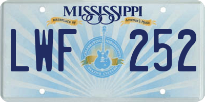 MS license plate LWF252