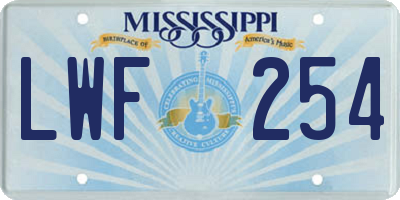 MS license plate LWF254