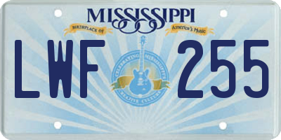 MS license plate LWF255