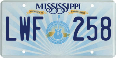 MS license plate LWF258