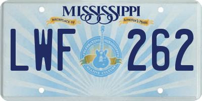 MS license plate LWF262