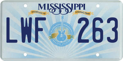 MS license plate LWF263