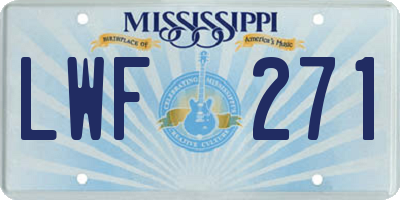MS license plate LWF271