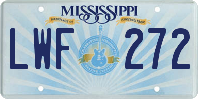 MS license plate LWF272