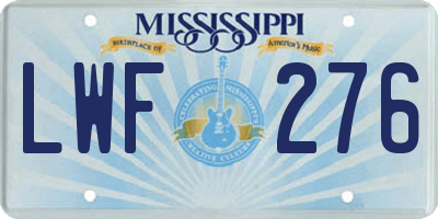 MS license plate LWF276