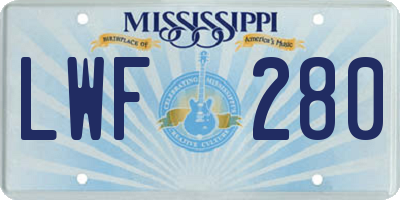 MS license plate LWF280