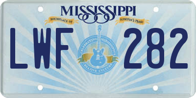 MS license plate LWF282