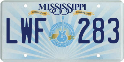 MS license plate LWF283