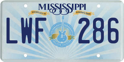 MS license plate LWF286