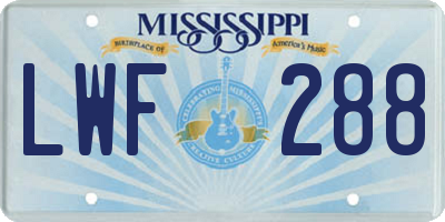 MS license plate LWF288