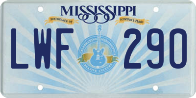 MS license plate LWF290