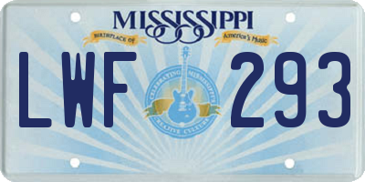 MS license plate LWF293
