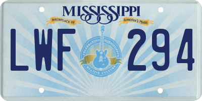 MS license plate LWF294