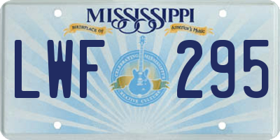 MS license plate LWF295