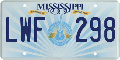 MS license plate LWF298