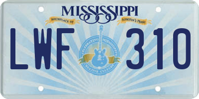 MS license plate LWF310